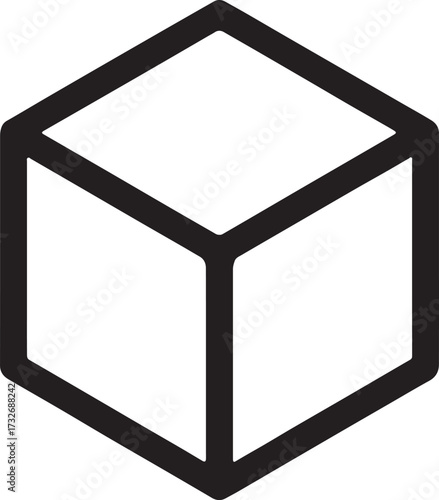 Futuristic neon cube outline silhouette vector with glowing geometric abstract modern design.