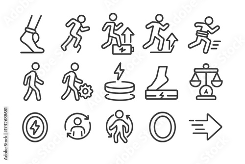 Energy plate charger sensor vector walking shift icons ring motion rhythm icon
