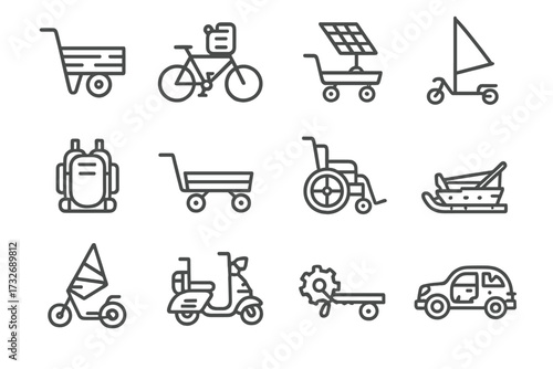 Vector sail trike scooter shell modified debris skateboard apocalyptic transport icon post