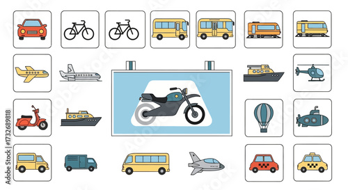 Motorcycle Transportation Modes Variety.