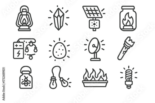 Plate string lightning cage lamp icon apocalyptic coil lighting patch oil vector