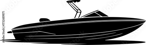 ski boat silhouette silhouette vector illustration