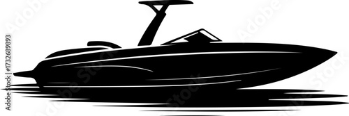ski boat silhouette silhouette vector illustration