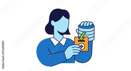 Illustration of a woman casting her vote into a ballot box.
