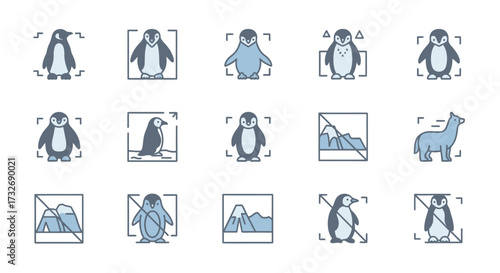 Penguin illustrations - various poses and styles.
