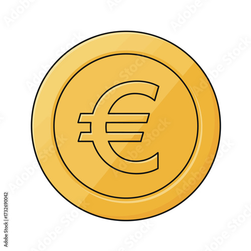 Golden Euro Coin Symbol - A Representation of European Currency and Financial Transactions