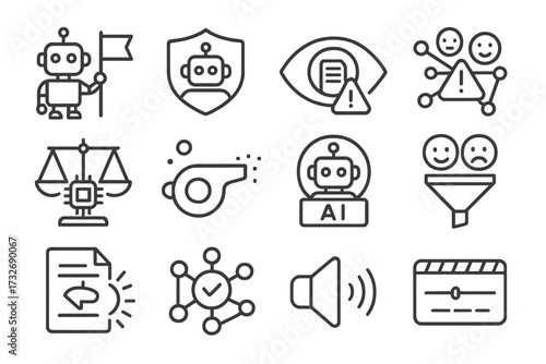 Vector ai override icons flag filter ethical chip badge reply content moderator
