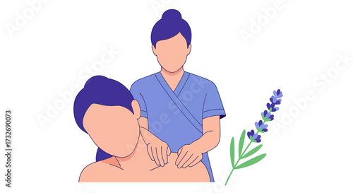 Professional therapist giving a relaxing shoulder and neck massage.