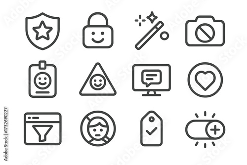 Warning vector badge no icon kids icons stranger safety filtered monitor block