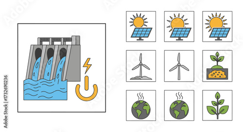 Renewable Energy Sources Illustration.