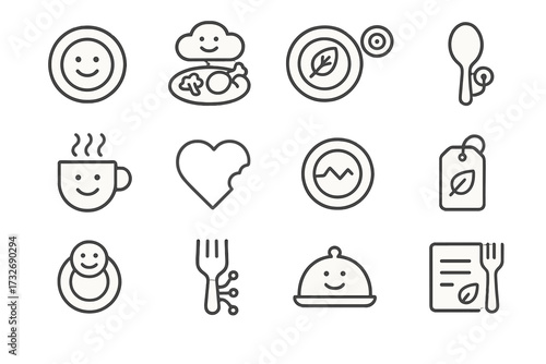 Vector cloud mood selector meal booster icon based symbol calm emoji food