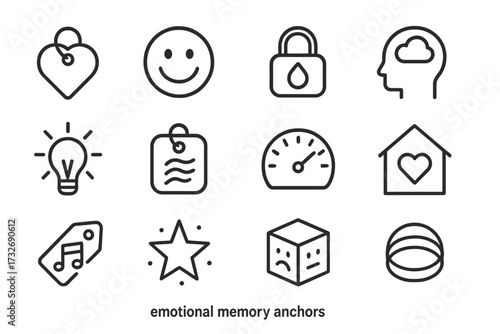 Icon cube feeling ring emotional smile icons tag memory vector bubble