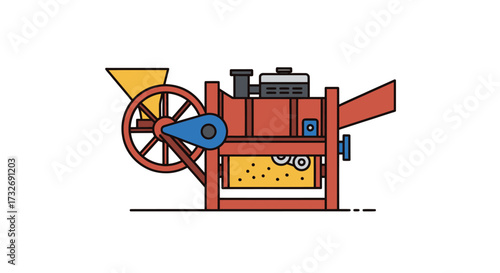 Isolated Thresher Machine for Agricultural Grain Processing.