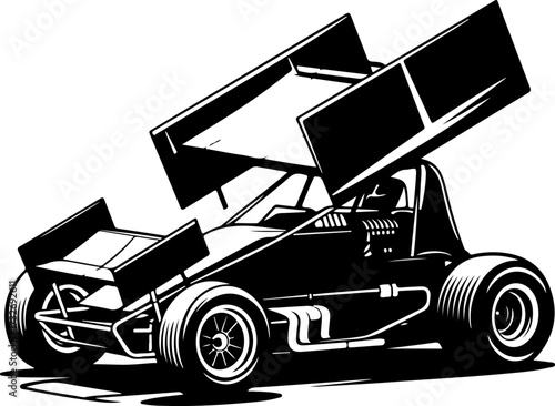 sprint car silhouette vector illustration