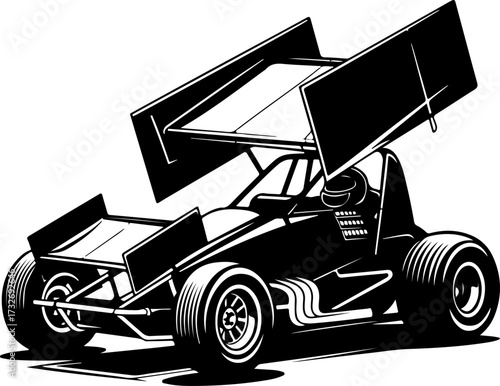 sprint car silhouette vector illustration