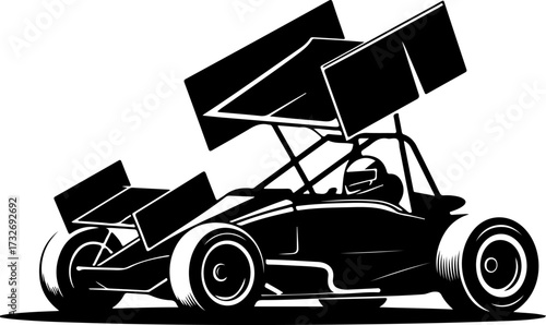 sprint car silhouette vector illustration