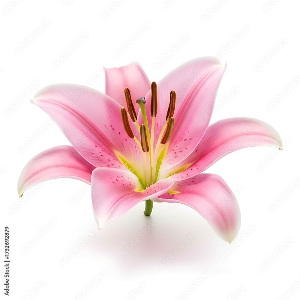 Naklejka premium Pink lily flower isolated on white background