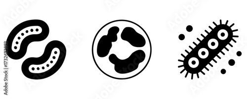 Microscopic organisms and cells icons