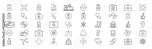Medical Healthcare Thin Line Icon Vector Set
