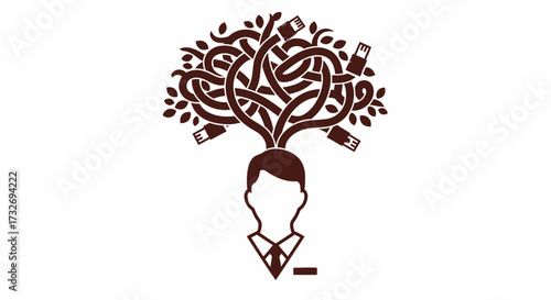 Symbolic representation of a creative mind with branching thoughts.