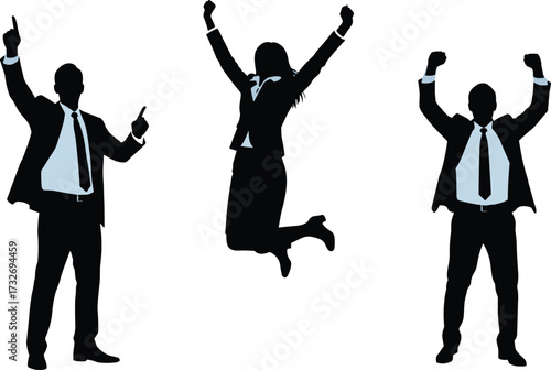 professional achievement celebration graphic, triumphant teamwork icon for leadership, motivation, corporate victory, and career growth concept