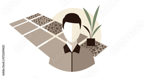 Flat design vector illustration of a faceless man.