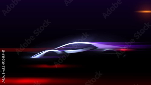 Car silhouette with motion lights effect