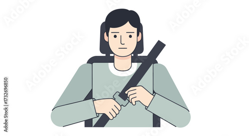 Illustration of a person fastening a car seatbelt for safety.