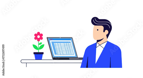 Flat vector illustration of a businessman in a suit.