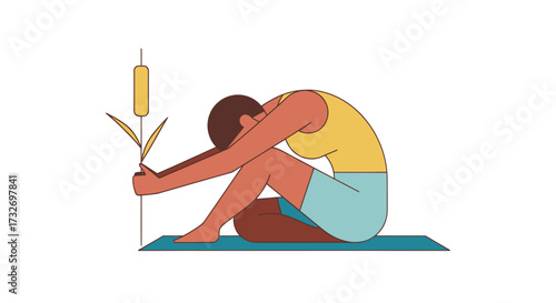 Woman practicing a deep seated forward bend yoga pose.
