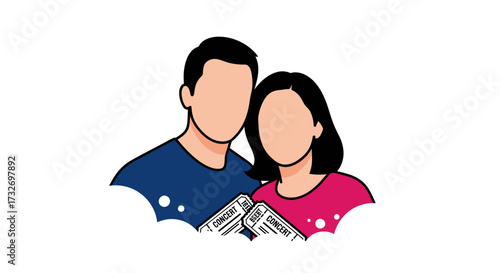 Simple faceless vector illustration of a couple standing together.