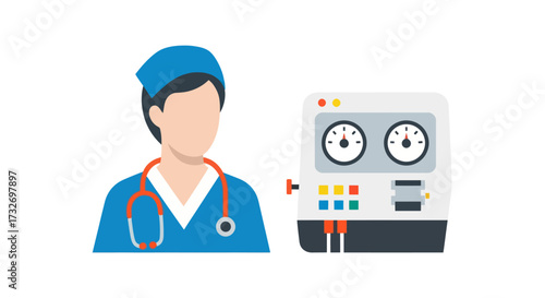 Medical professional with advanced healthcare monitoring equipment.