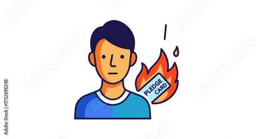 Illustration of a man renouncing a pledge card.