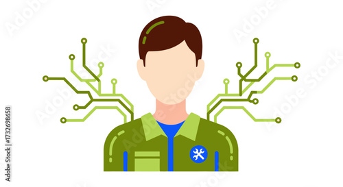 Male Character Icon for Technology and Engineering.