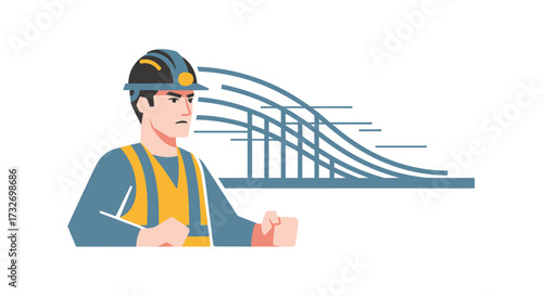 Male construction worker in safety gear illustration.