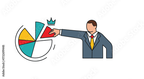 Businessman Selecting the Most Valuable Market Share Slice.