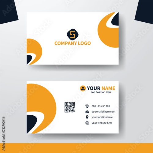 Professional Double Sided Visiting Card Design with QR Code and Clean Layout. Elegant Minimalist Business Card Template for Entrepreneurs and Agencies
