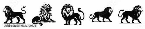 vector black and white silhouette of a lion
