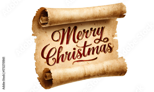 transparent background a scroll with the words merry christmas written on it. png