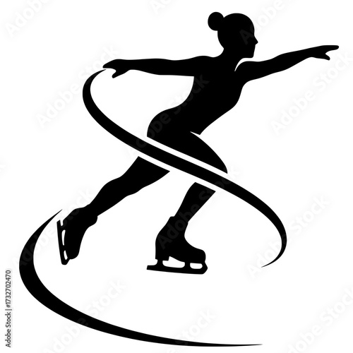 Figure skater in a flow state vector icon. A concept for mastery, grace, and peak performance.
