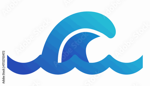 Stylized blue wave illustration with gradient, depicting ocean water in a simple, modern design.
