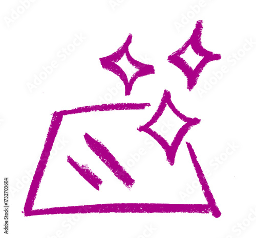 Sparkling Clean Icon Crayon Chalk Drawing Doodle Vector