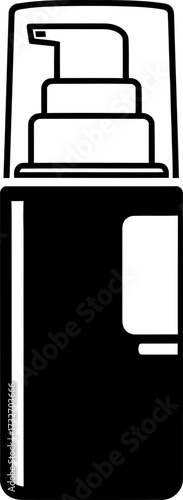 Pump bottle or dispenser container. Skincare product or cosmetic object for personal care, hygiene and beauty concept. Vector illustration or icon isolated