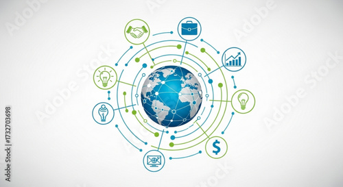 Worldwide business network concept global connection, communication, and partnership for international trade