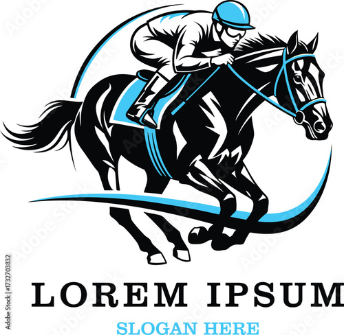 Jockey Riding Race Horse Logo or Sports Mascot
