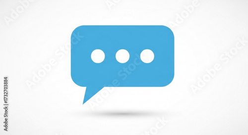 Blue speech bubble icon with ellipsis on, representing communication, conversation, and messaging
