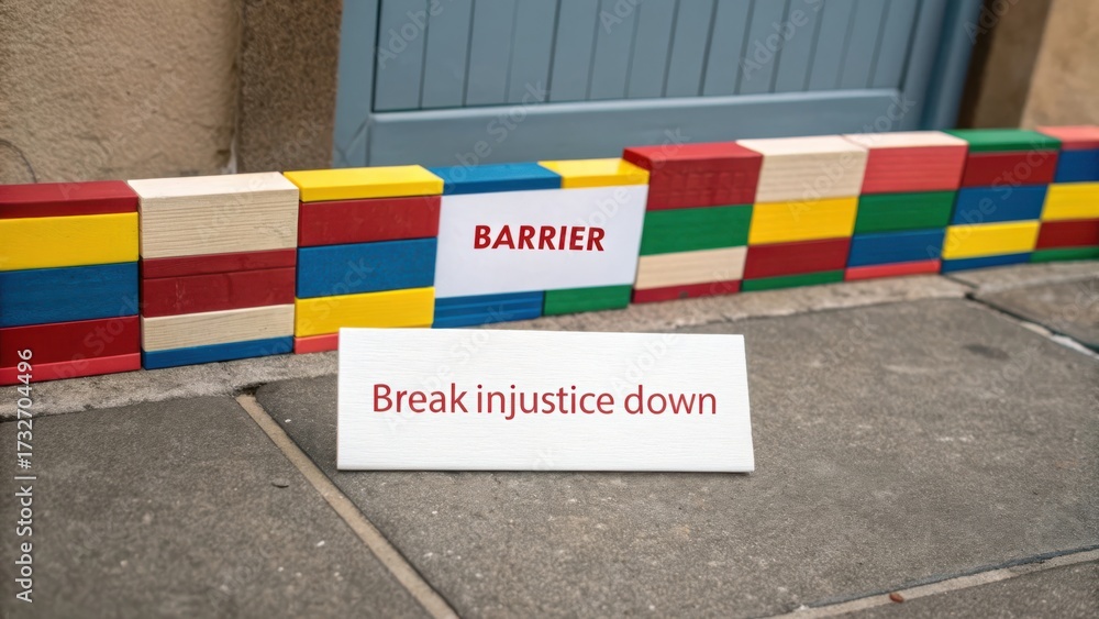custom made wallpaper toronto digitalColorful wooden blocks forming a barrier and a card with a message
