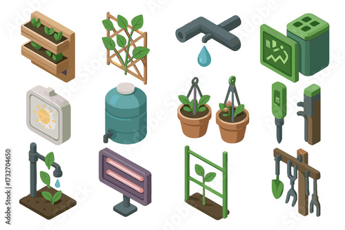 Isometric icon panel screen backup consumption connector vector breaker modern graph meter