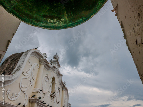 Comayagua, Honduras, 09.26.2025: view of the Immaculate Conception Cathedral, a historic colonial church where is located of the oldest functioning church in the Americas.