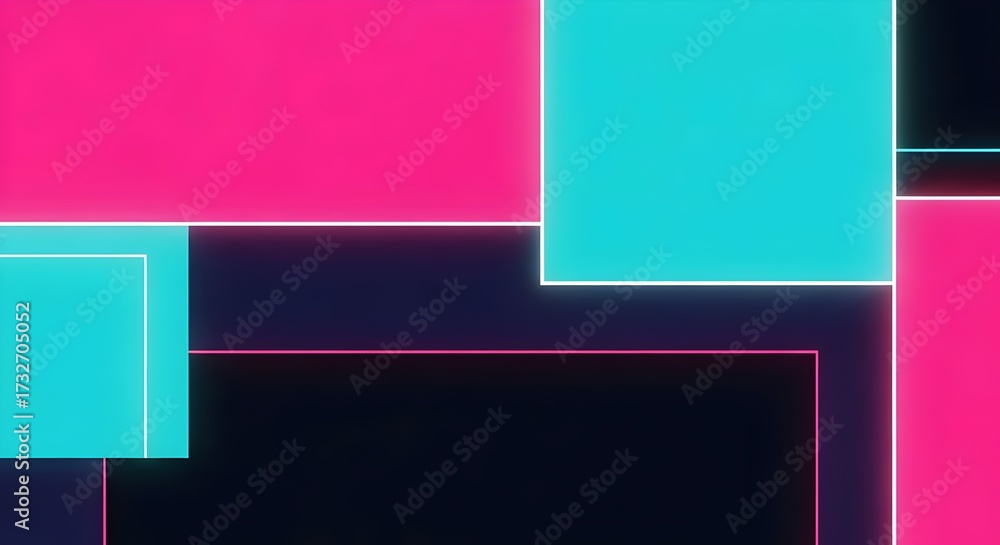 Fototapeta premium Large flat color areas with neon accents, strong dark-bright contrast, bold abstract composition.